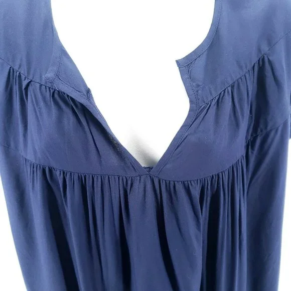 SPARKZ COPENHAGEN Navy Blue Ruffle Sleeve Top Blouse XS S - Picture 3 of 6